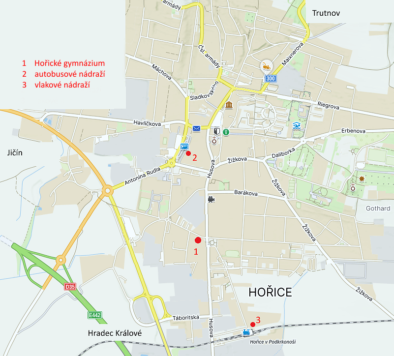 Mapa Hořic